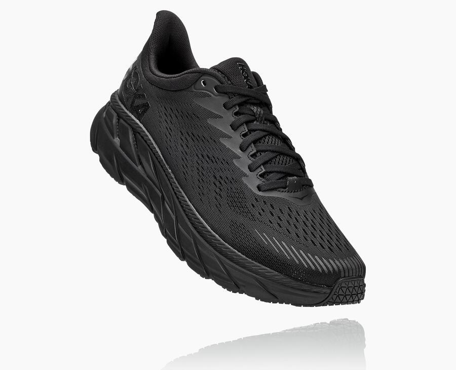 Hoka Mens Running Shoes NZ - Hoka Clifton 7 Black (VFA368570)